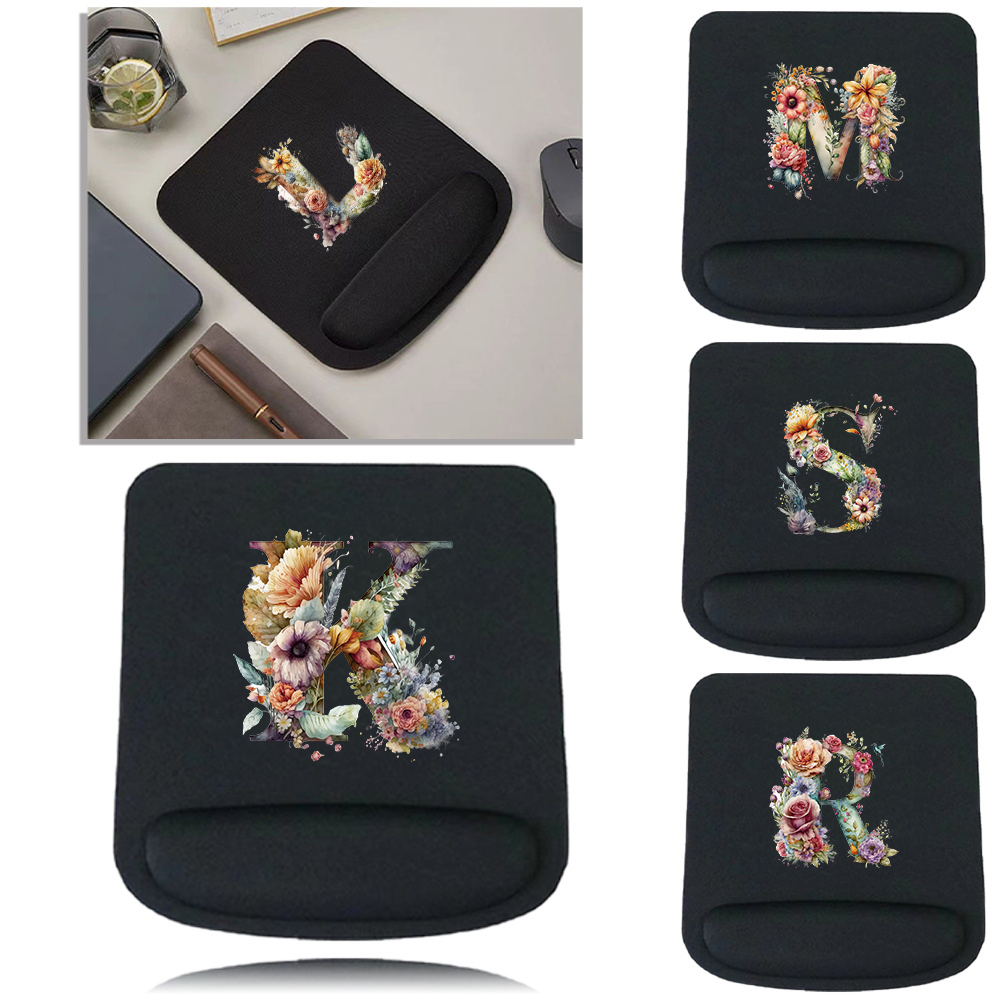 Laptop Accessories For Wrist Support - Mauspad Schreibtischunterlage Blumen-Buchstaben-Serie für PC Laptop
