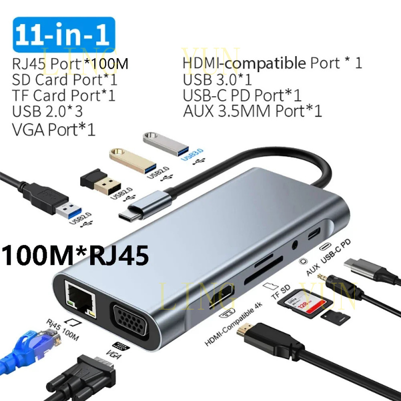 Hdmi Vga Adapter - Z 11-Port USB-C HUB Dockingstation RJ45