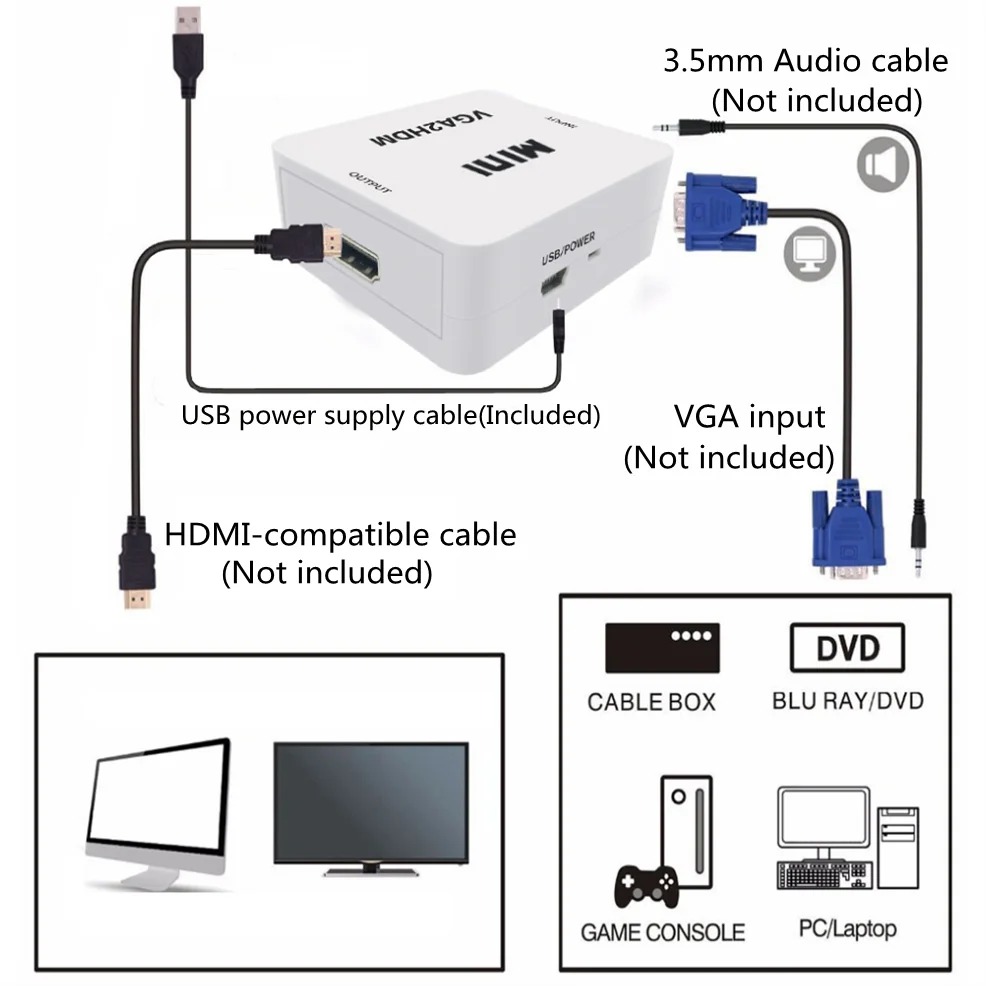 VGA zu HDMI Konverter Adapter  – Hdmi Vga Adapter Bewertung und Preis