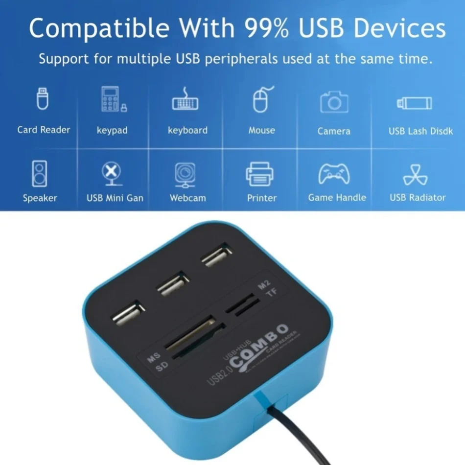 3 Ports USB 2.0 Hub Combo USB  – Laptop Accessories All In One Bewertung und Preis